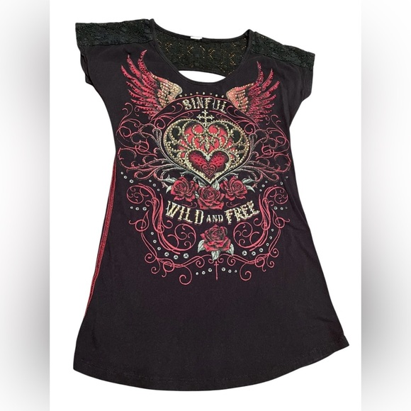 Sinful Celestina T-Shirt - Black Size XS - Picture 5 of 10